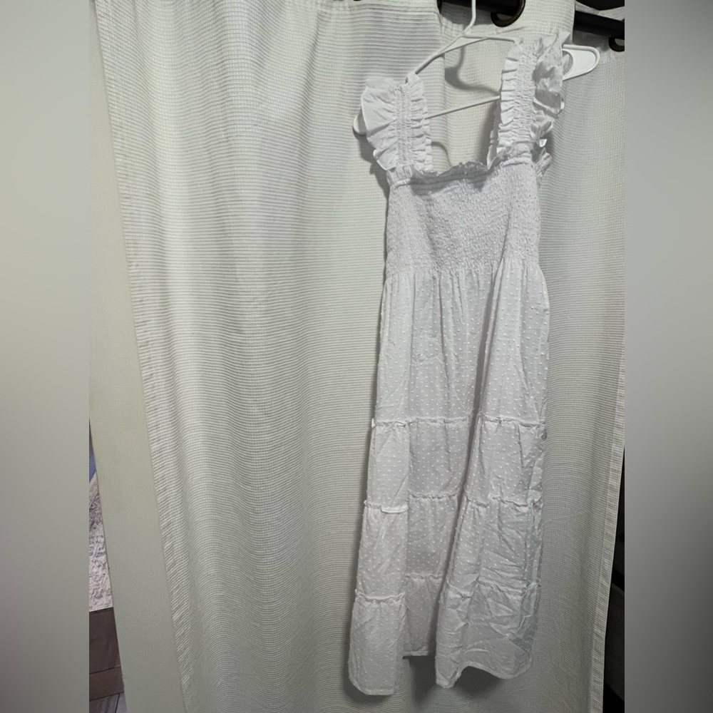 Hillhouse White Ellie Nap Dress Sheer White Swiss Dot